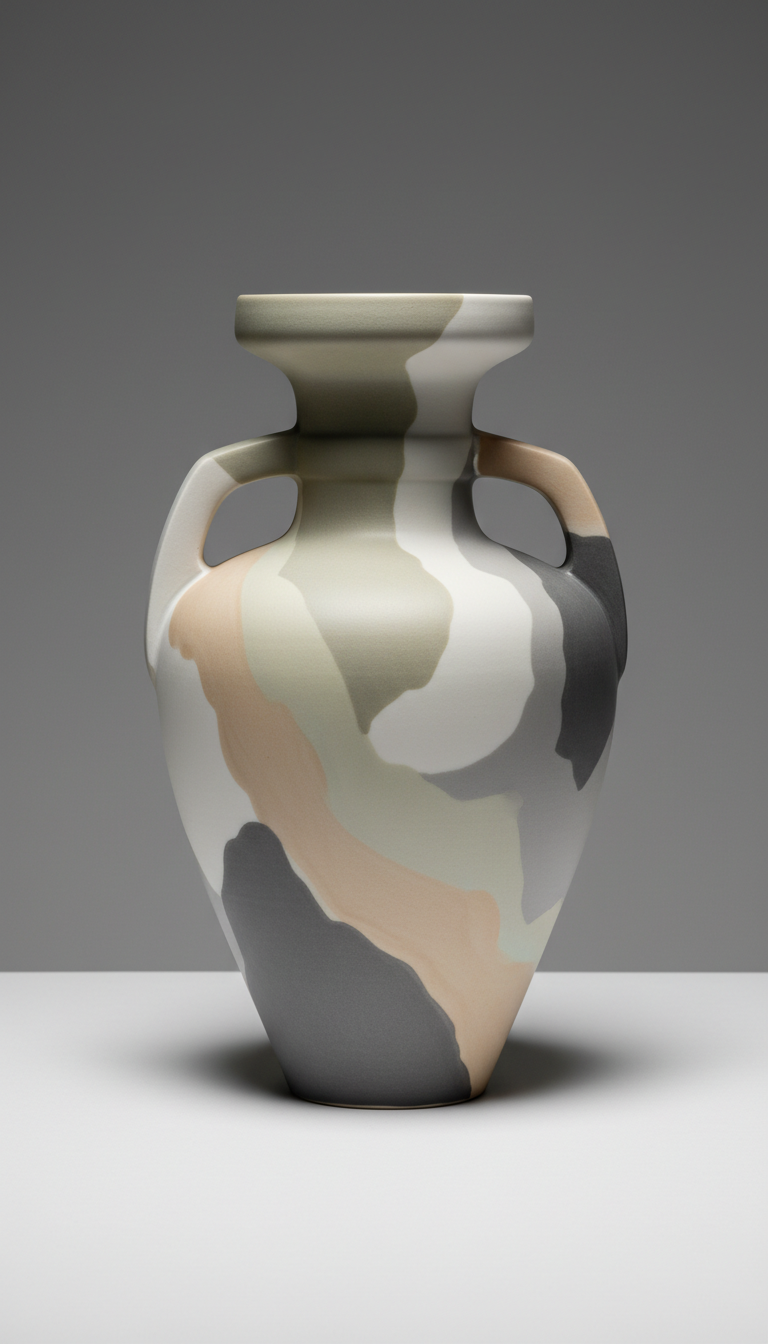 Porcelain Vase with Sculpted Silhouette
